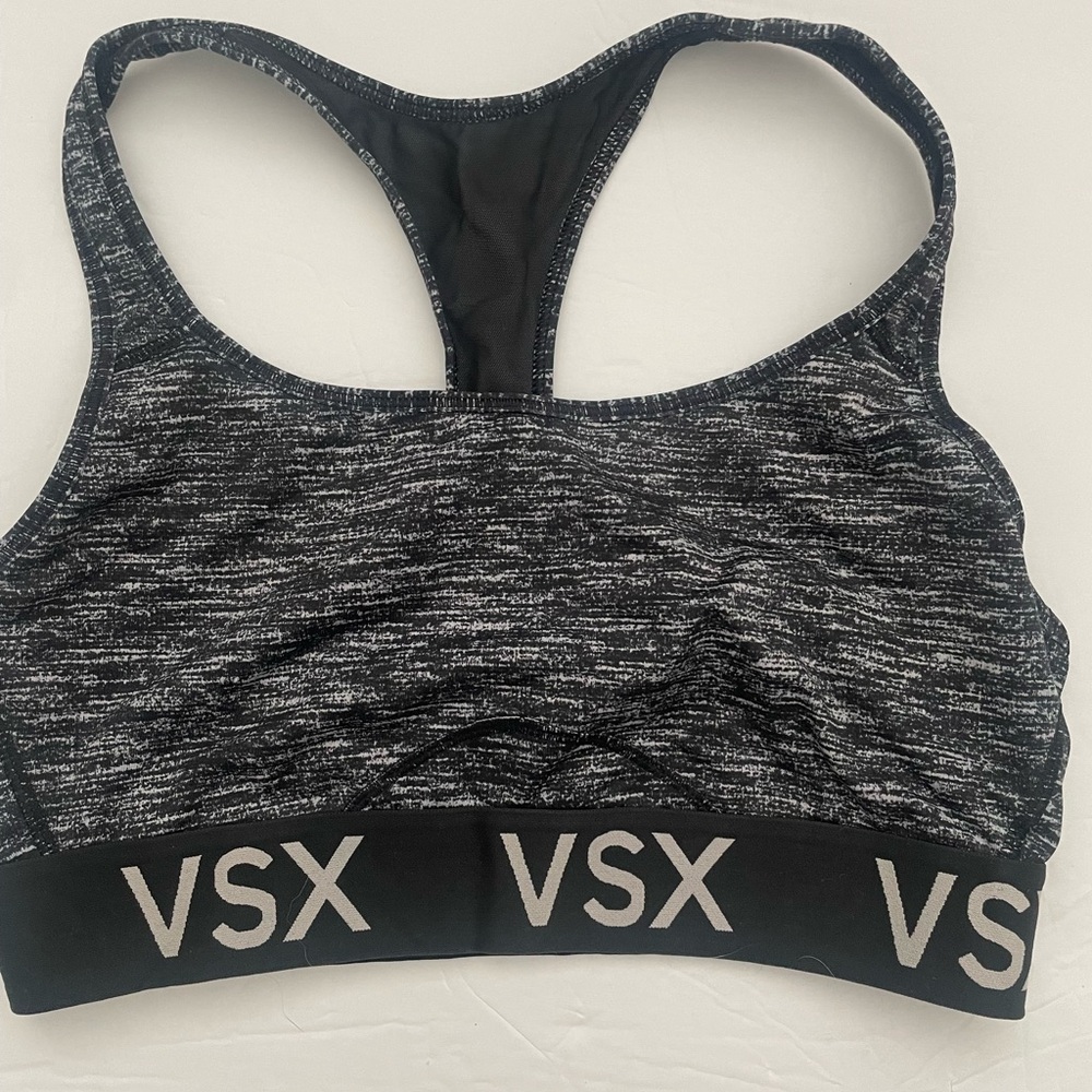 Medium Black and White Victoria’s Secret VSX Racerback Sports Bra